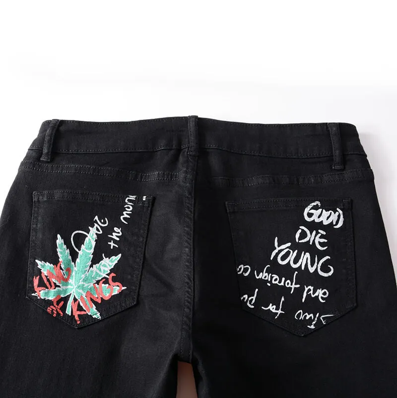 Skull Graffiti Printed Cotton Stretch Pants sold by GTHIC product image thumbnail 4