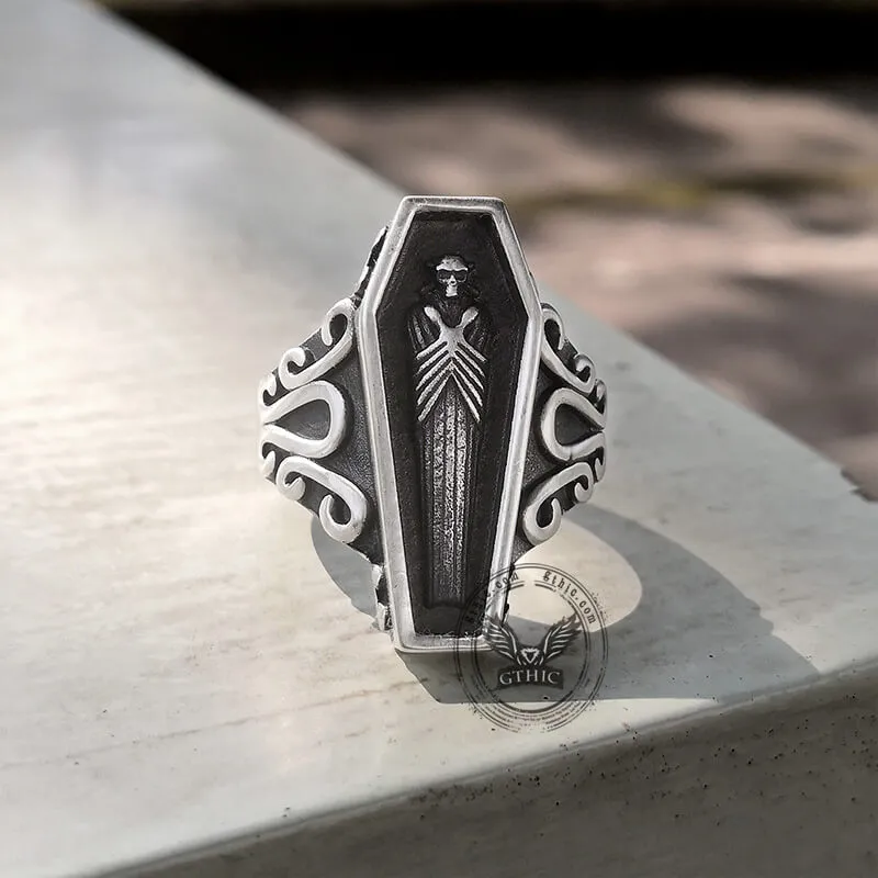 Vampire Coffin Sterling Silver Skull Ring sold by GTHIC
