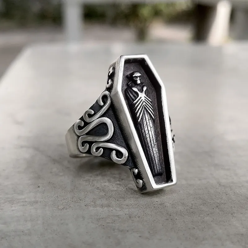 Vampire Coffin Sterling Silver Skull Ring sold by GTHIC product image thumbnail 3
