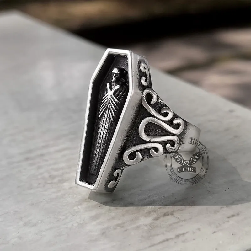 Vampire Coffin Sterling Silver Skull Ring sold by GTHIC product image thumbnail 4