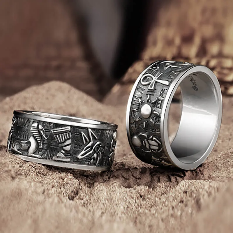 Vintage Egyptian Gods Embossed Sterling Silver Ring sold by GTHIC