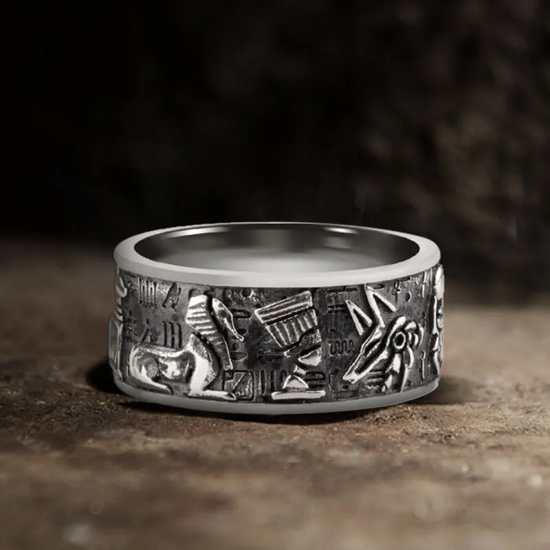 Vintage Egyptian Gods Embossed Sterling Silver Ring sold by GTHIC product image thumbnail 4