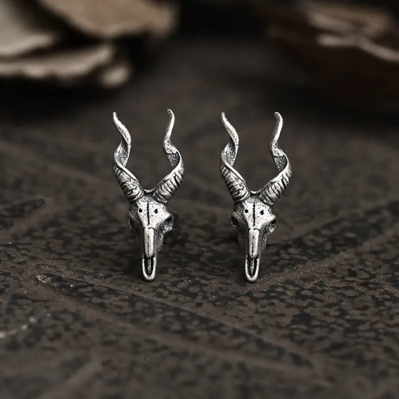 Goat head Sterling Silver Stud Satan Stud Earring sold by GTHIC