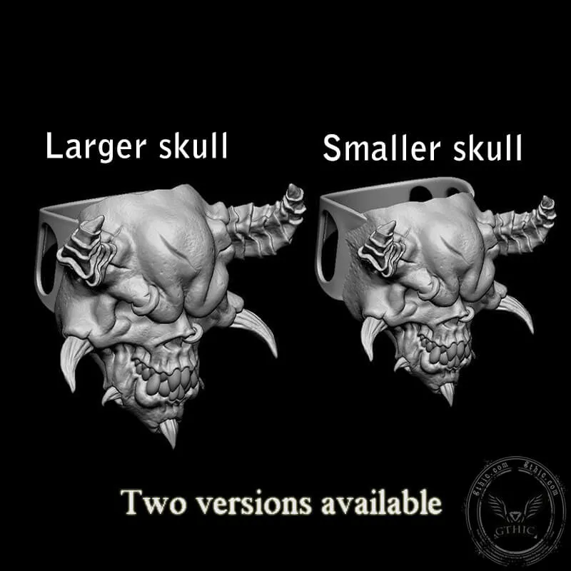 Horned Demon Skull Sterling Silver Ring sold by GTHIC product image thumbnail 3