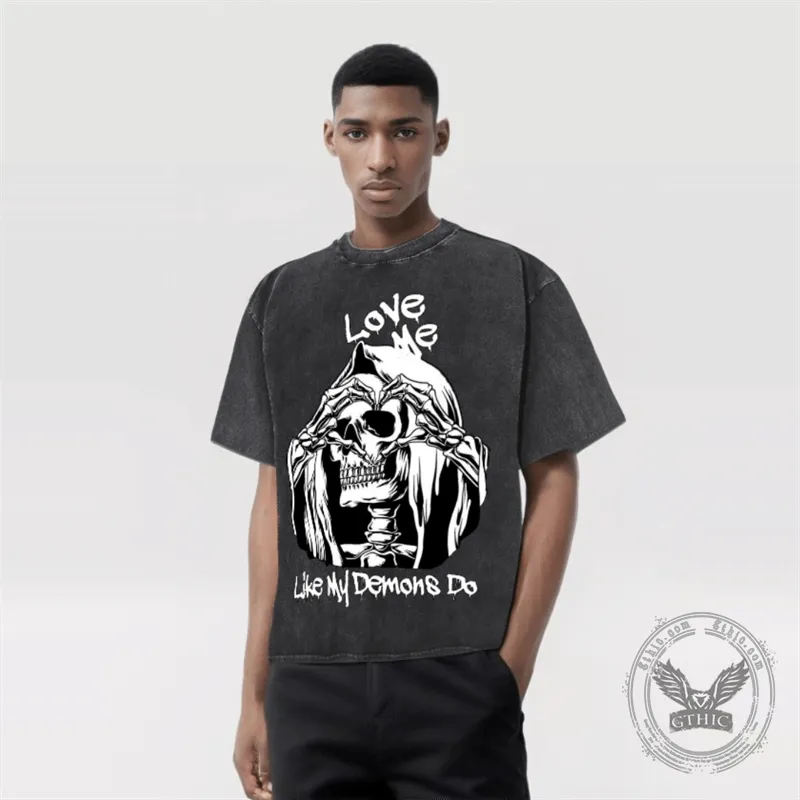 Love Me Like My Demons Do Skull T-shirt sold by GTHIC product image thumbnail 3