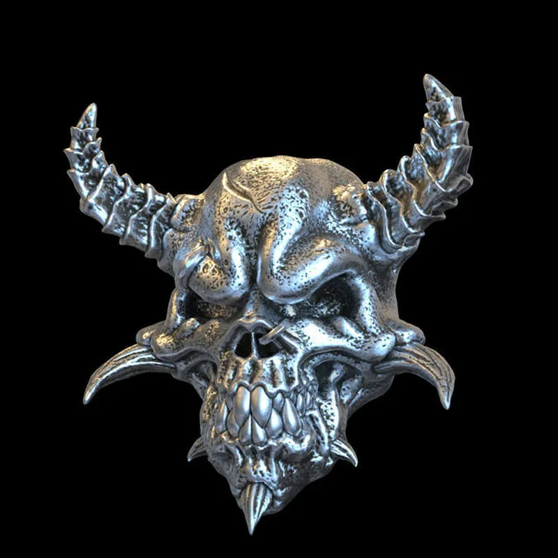 Horned Demon Skull Sterling Silver Ring sold by GTHIC