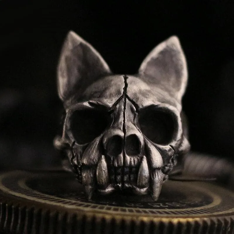 Cat Bone Sterling Silver Skull Ring sold by GTHIC product image thumbnail 3
