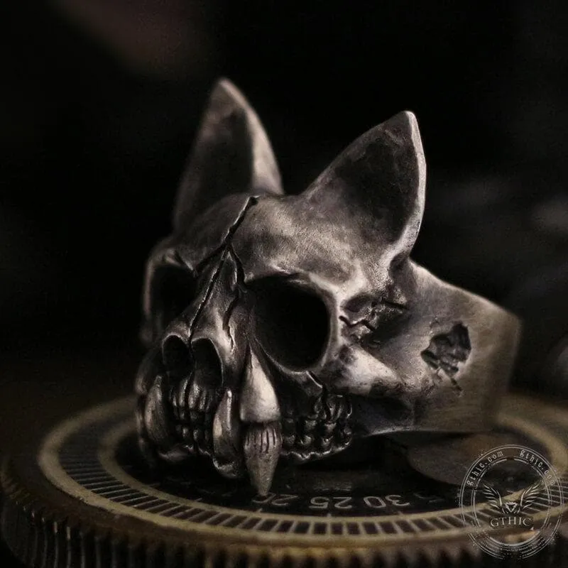 Cat Bone Sterling Silver Skull Ring sold by GTHIC product image thumbnail 4