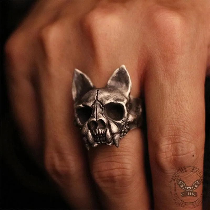Cat Bone Sterling Silver Skull Ring sold by GTHIC product image thumbnail 2