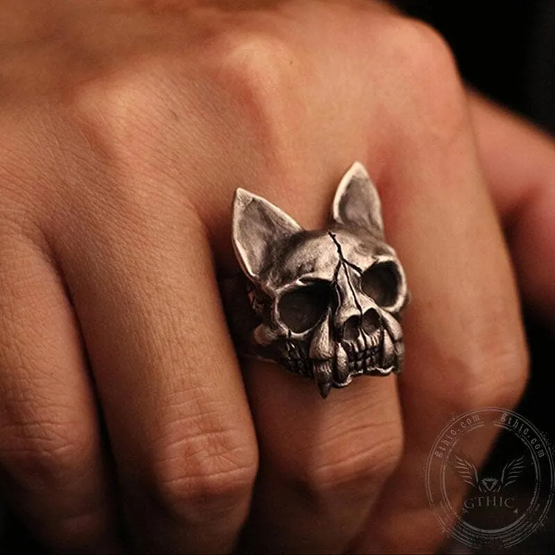 Cat Bone Sterling Silver Skull Ring sold by GTHIC product image thumbnail 5
