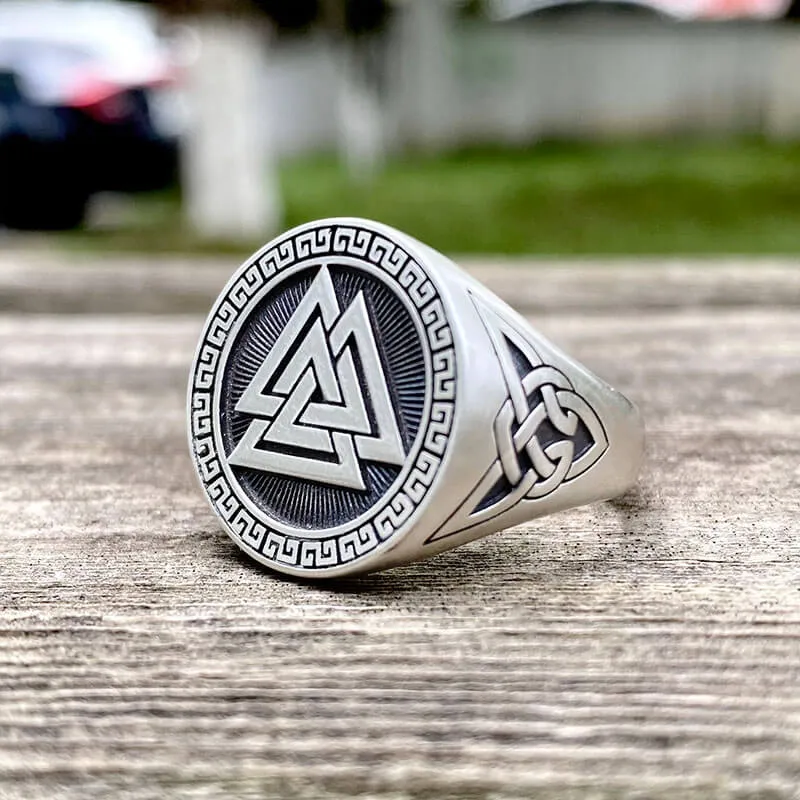 Valknut Celtic Triquetra Knot Sterling Silver Viking Ring sold by GTHIC