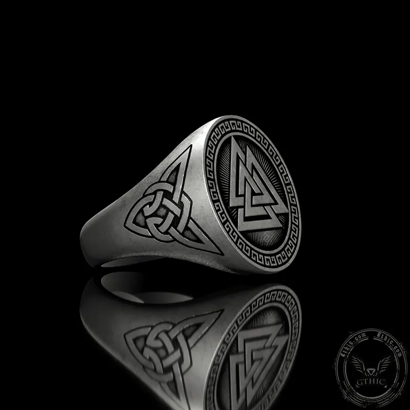 Valknut Celtic Triquetra Knot Sterling Silver Viking Ring sold by GTHIC product image thumbnail 4