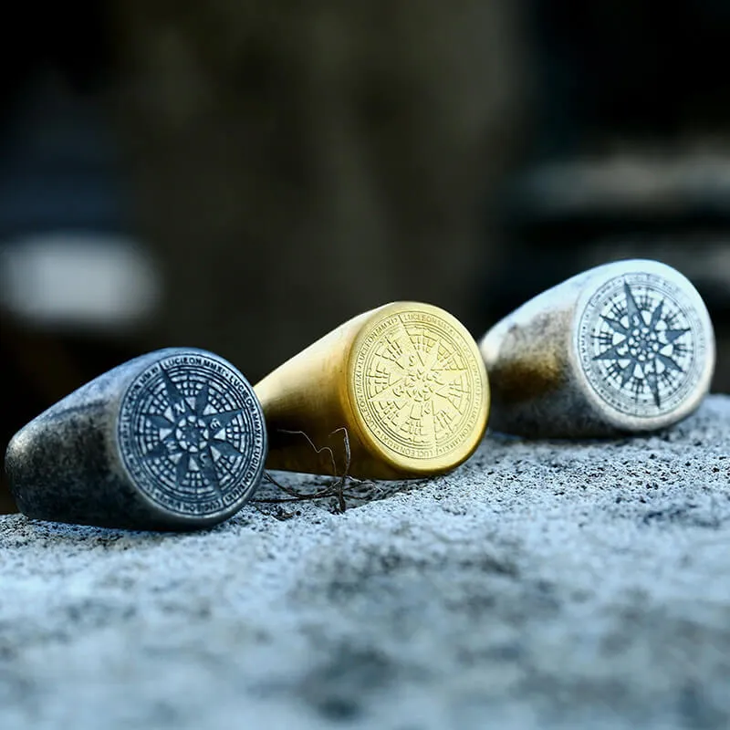 Simple Design Compass Stainless Steel Ring sold by GTHIC