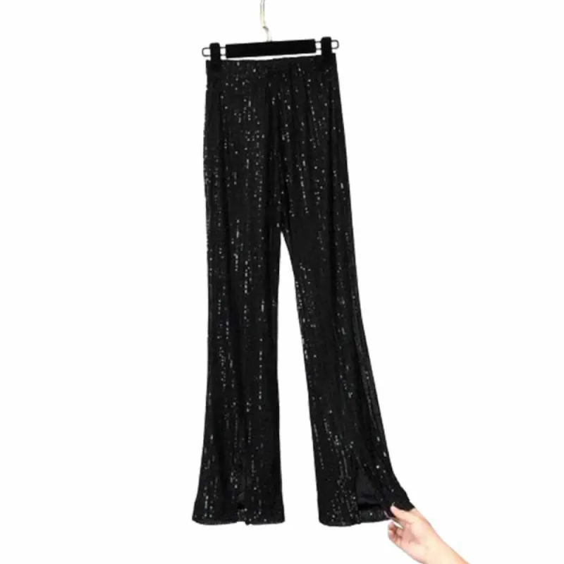 Shiny Sequined High Waist Flared Pants sold by GTHIC