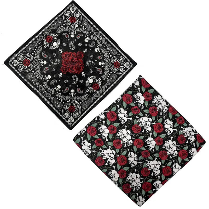 Gothic Rose Cotton Skull Square Scarf sold by GTHIC product image thumbnail 3