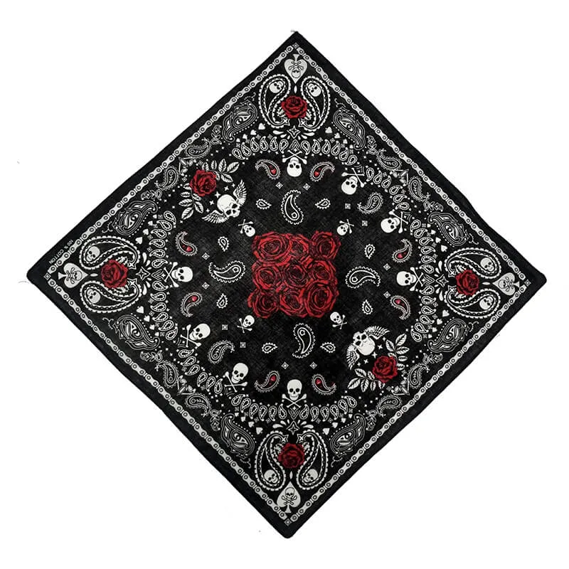 Gothic Rose Cotton Skull Square Scarf sold by GTHIC