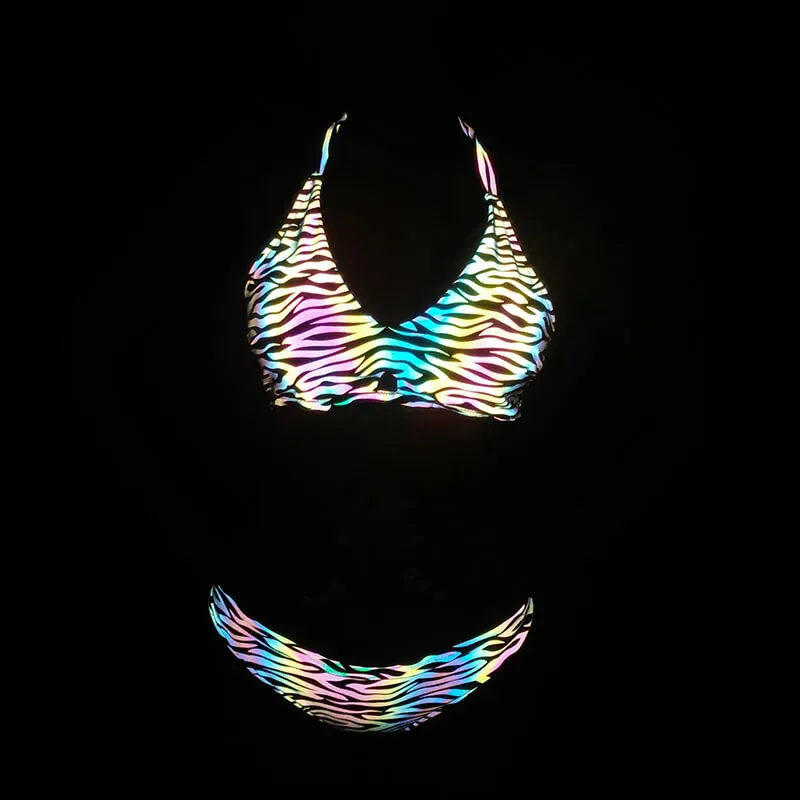 Pattern Printed Polyester Reflective Bikini Set sold by GTHIC