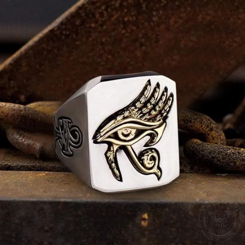 Eye of Horus Stainless Steel Egyptian Mythology Ring sold by GTHIC