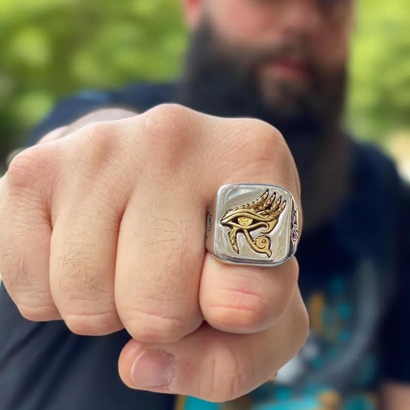 Eye of Horus Stainless Steel Egyptian Mythology Ring sold by GTHIC product image thumbnail 2