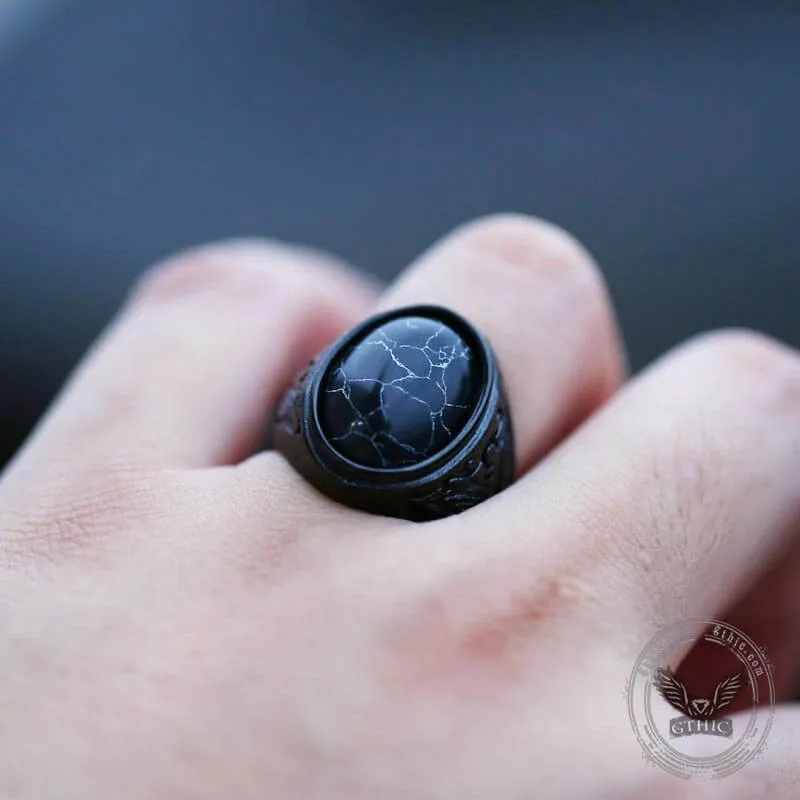Black Turquoise Patterned Stainless Steel Ring sold by GTHIC product image thumbnail 3