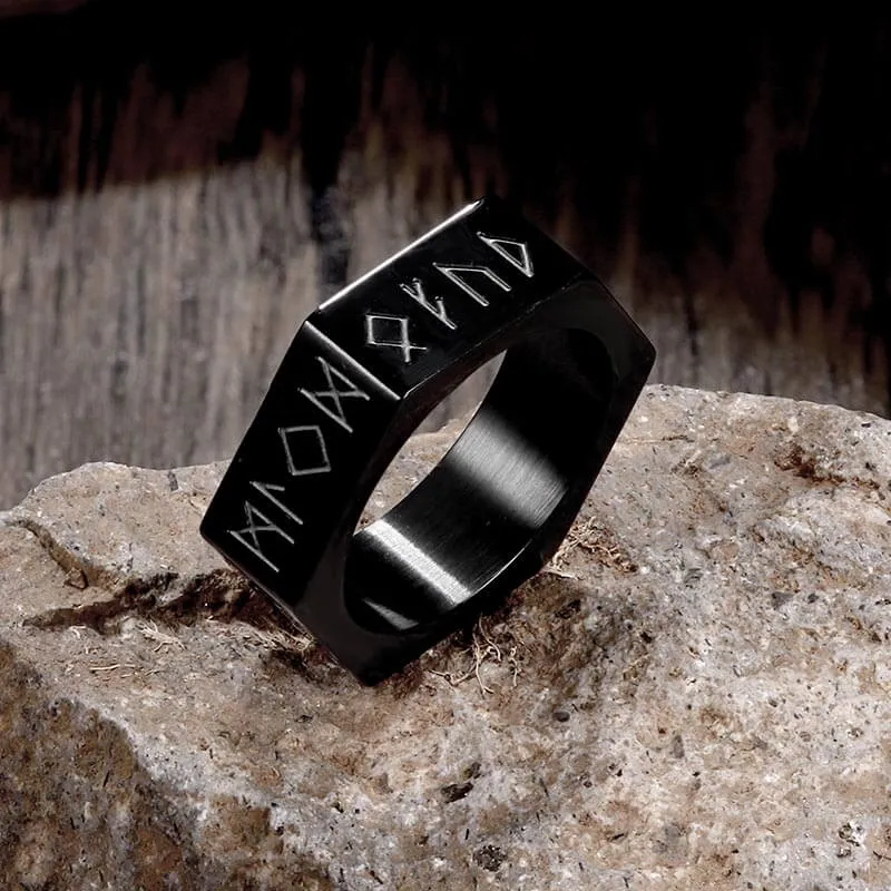 Viking Runes Hexagon Stainless Steel Geometric Ring sold by GTHIC product image thumbnail 5