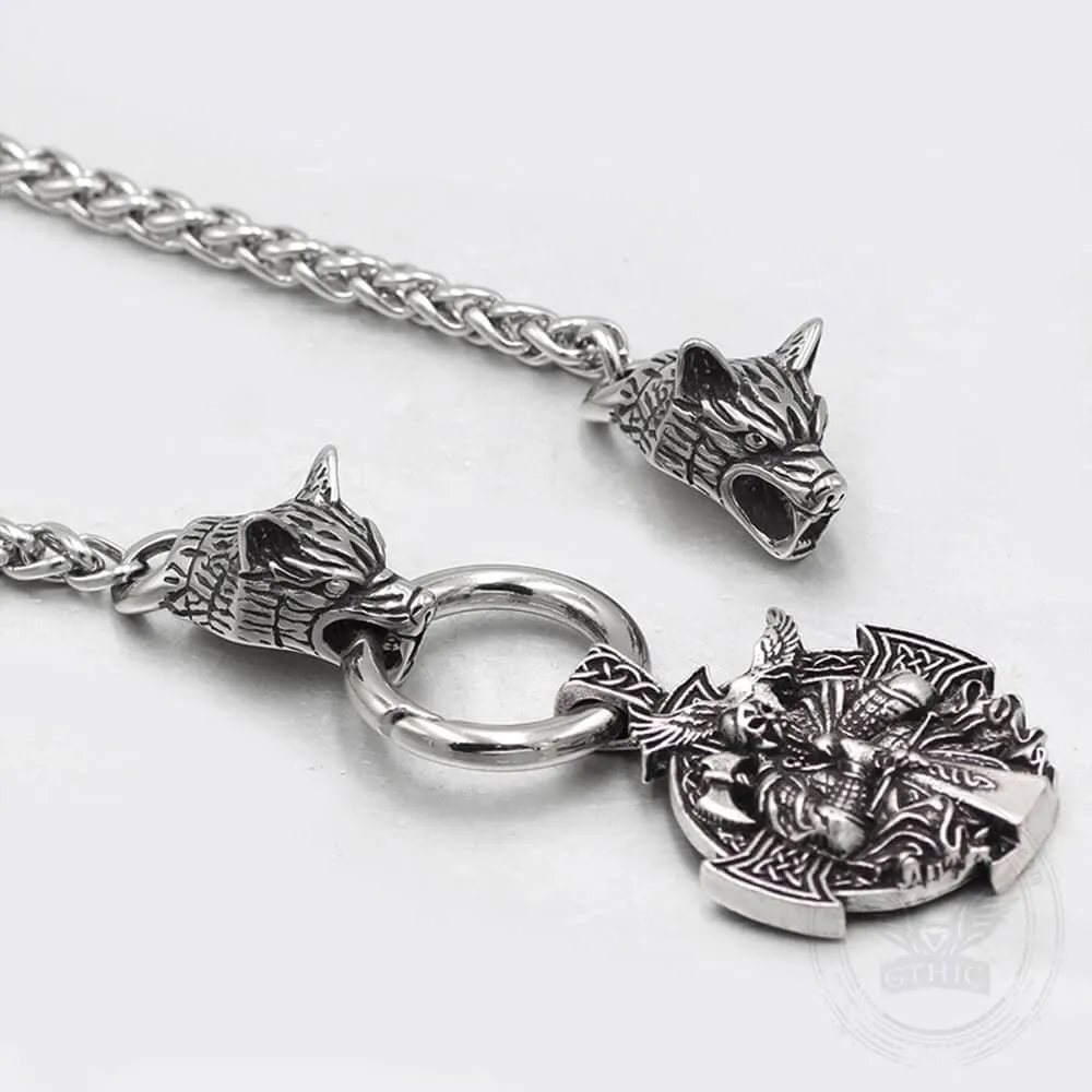 Odin Wolf Raven Stainless Steel Viking Necklace sold by GTHIC product image thumbnail 4