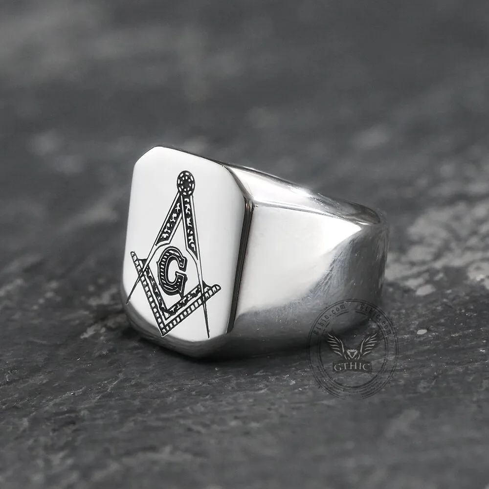 Ag Polished Stainless Steel Masonic Ring sold by GTHIC product image thumbnail 5