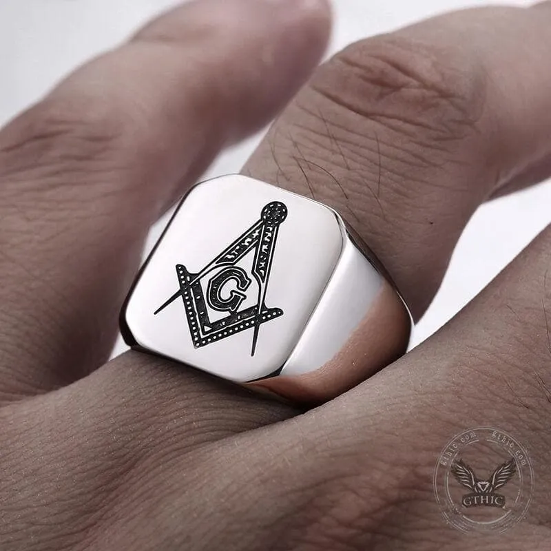 Ag Polished Stainless Steel Masonic Ring sold by GTHIC product image thumbnail 2
