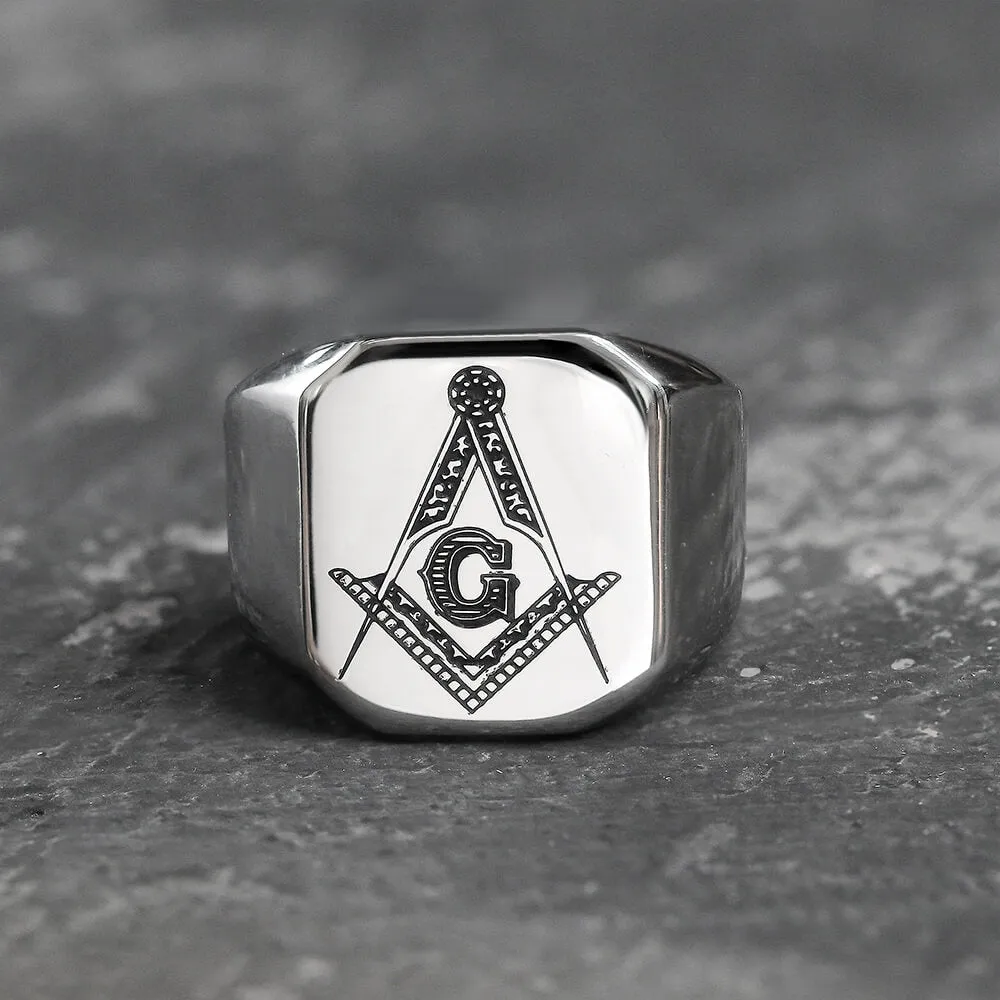 Ag Polished Stainless Steel Masonic Ring sold by GTHIC