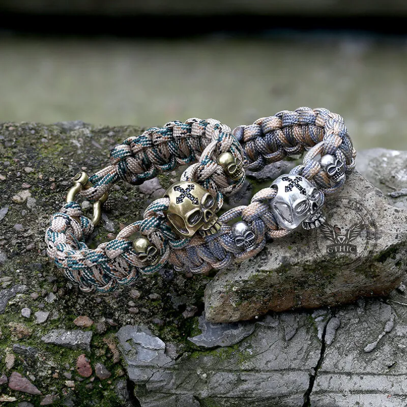 Woven Alloy Skull Paracord Bracelet sold by GTHIC