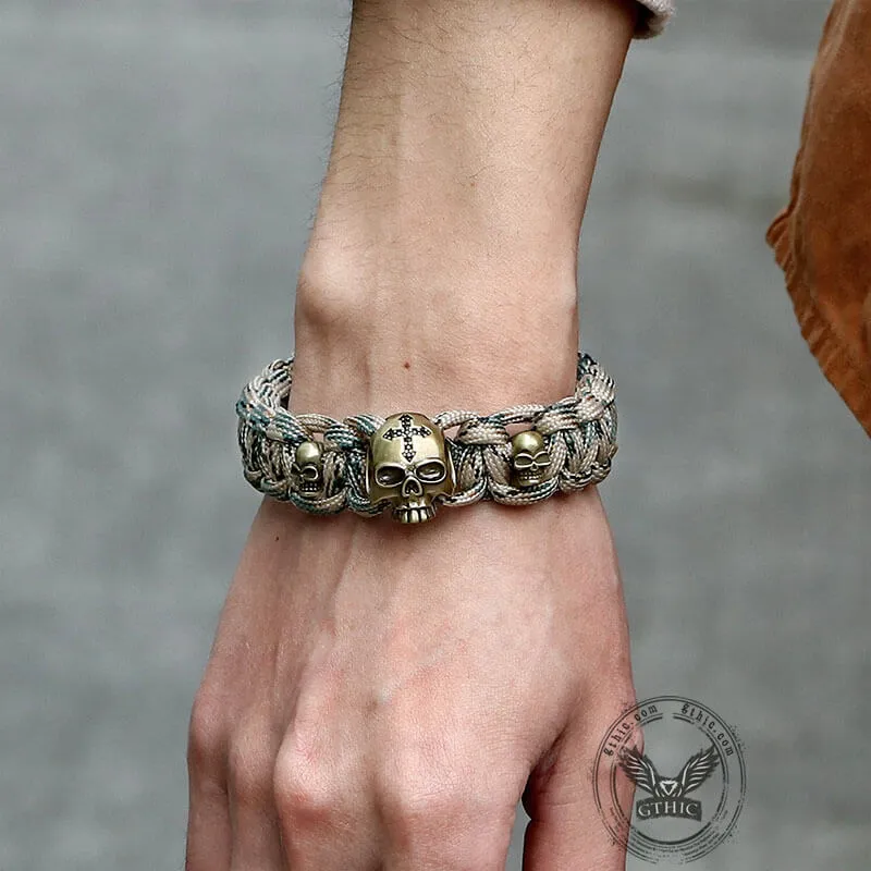 Woven Alloy Skull Paracord Bracelet sold by GTHIC product image thumbnail 2