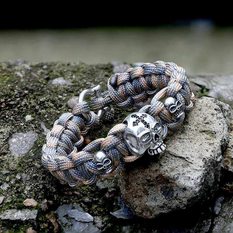 Woven Alloy Skull Paracord Bracelet sold by GTHIC product image thumbnail 4
