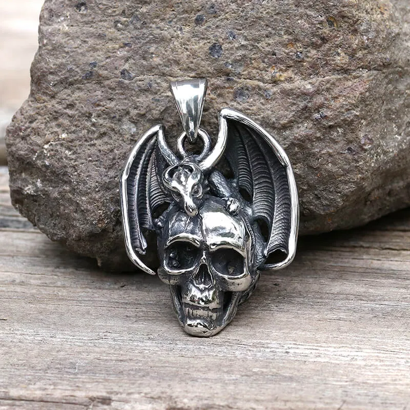 Flying Dragon Skull Stainless Steel Pendant sold by GTHIC product image thumbnail 4