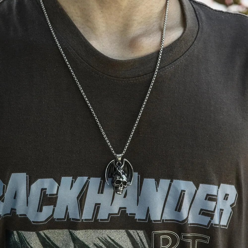 Flying Dragon Skull Stainless Steel Pendant sold by GTHIC product image thumbnail 2