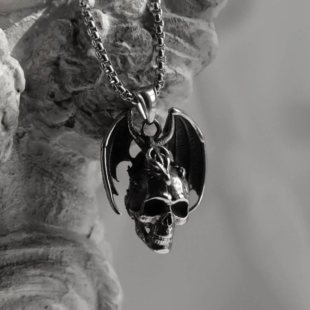 Flying Dragon Skull Stainless Steel Pendant sold by GTHIC