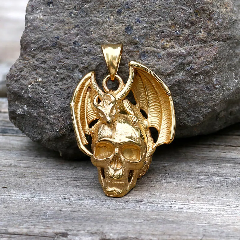 Flying Dragon Skull Stainless Steel Pendant sold by GTHIC product image thumbnail 5