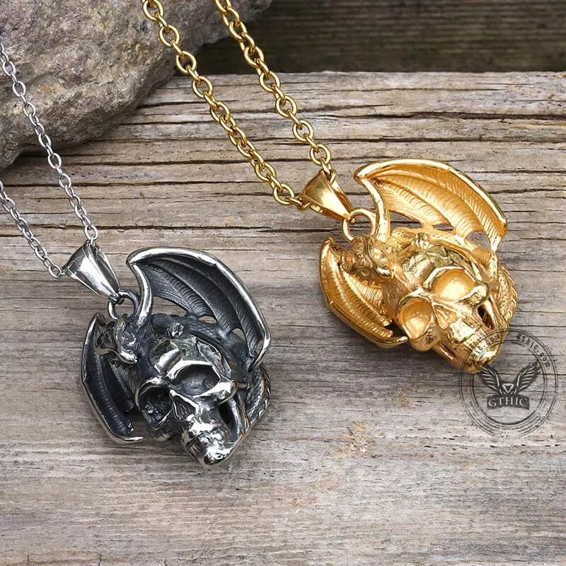 Flying Dragon Skull Stainless Steel Pendant sold by GTHIC product image thumbnail 3