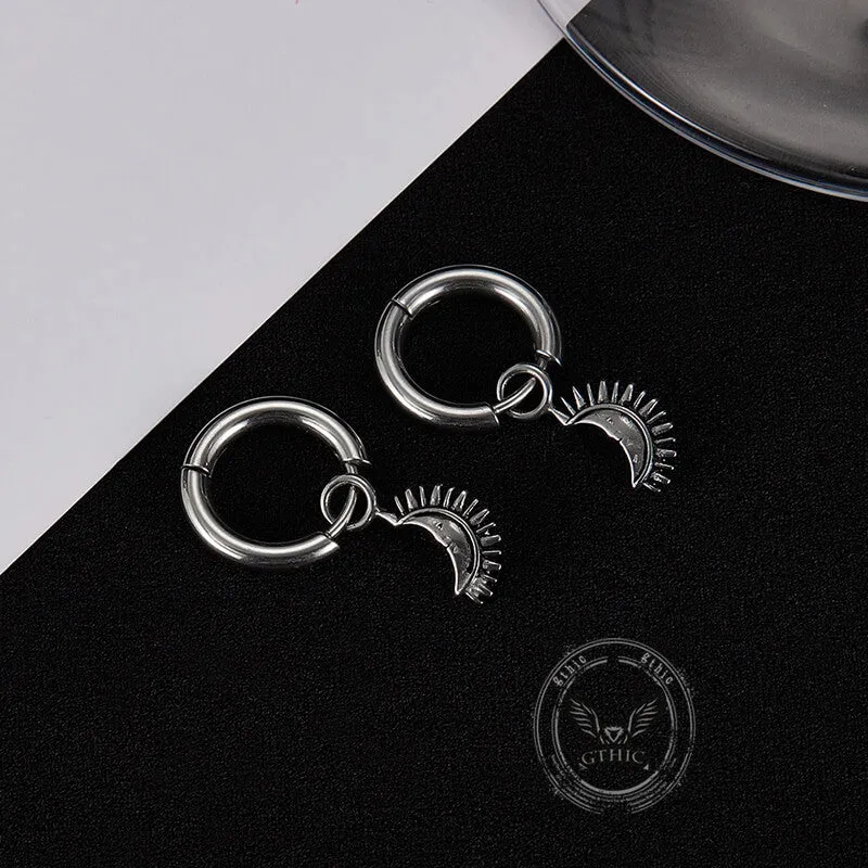 Crescent Moon Stainless Steel Hoop Earrings sold by GTHIC product image thumbnail 3
