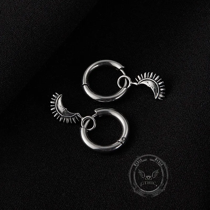 Crescent Moon Stainless Steel Hoop Earrings sold by GTHIC product image thumbnail 4