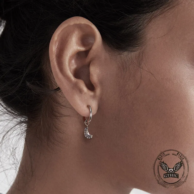Crescent Moon Stainless Steel Hoop Earrings sold by GTHIC product image thumbnail 2