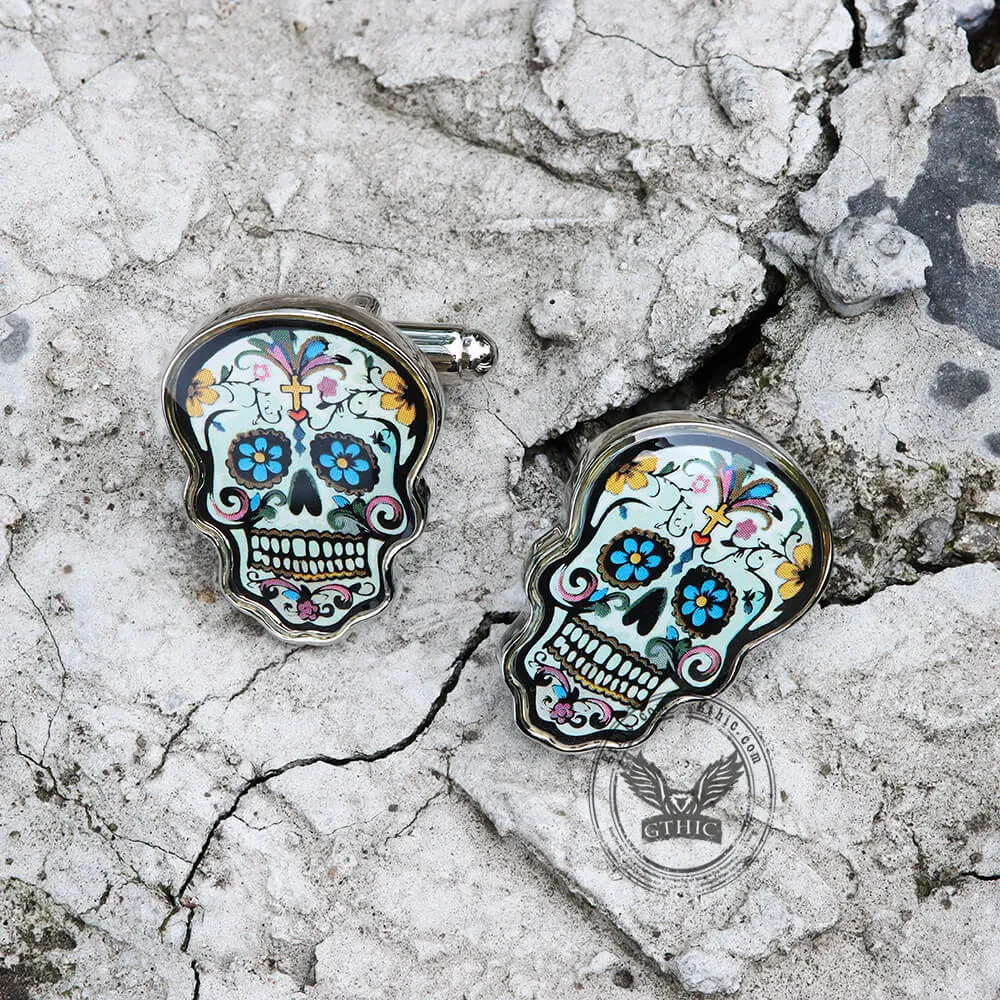 Sugar Skull Brass Cufflinks sold by GTHIC product image thumbnail 3