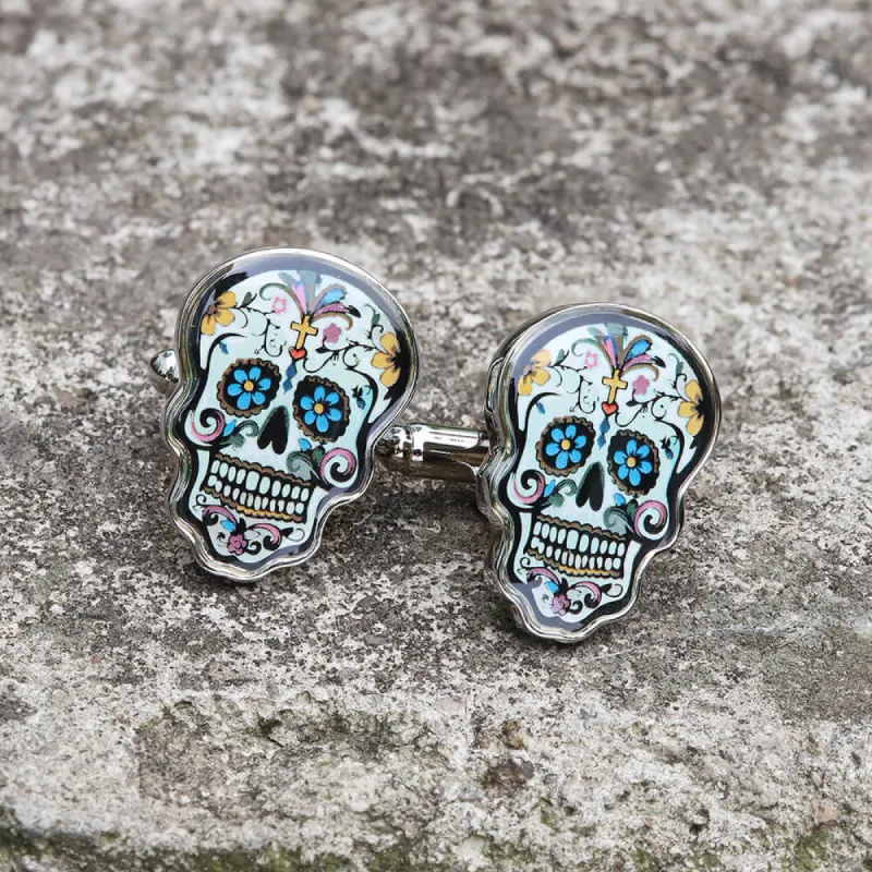 Sugar Skull Brass Cufflinks sold by GTHIC