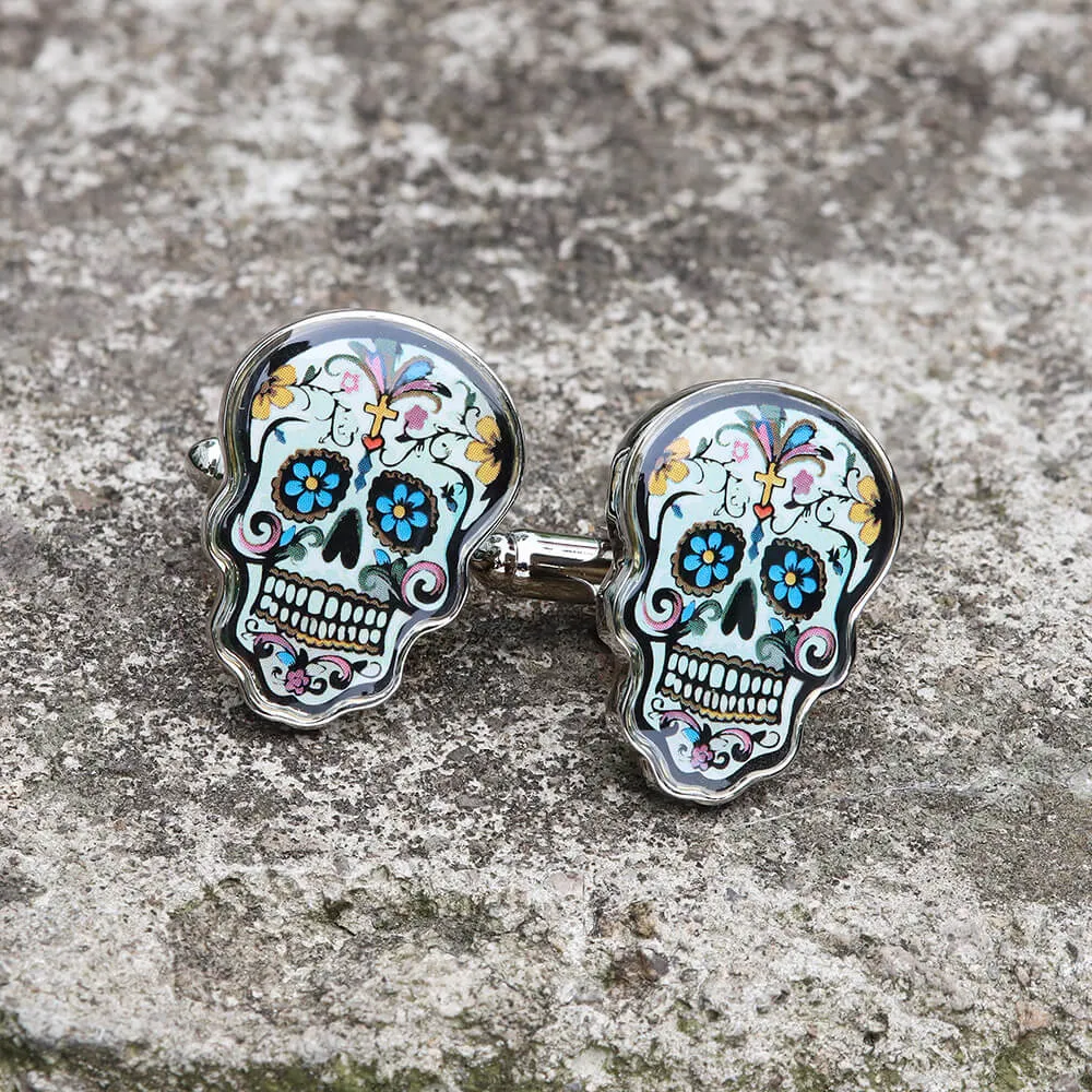 Sugar Skull Brass Cufflinks sold by GTHIC