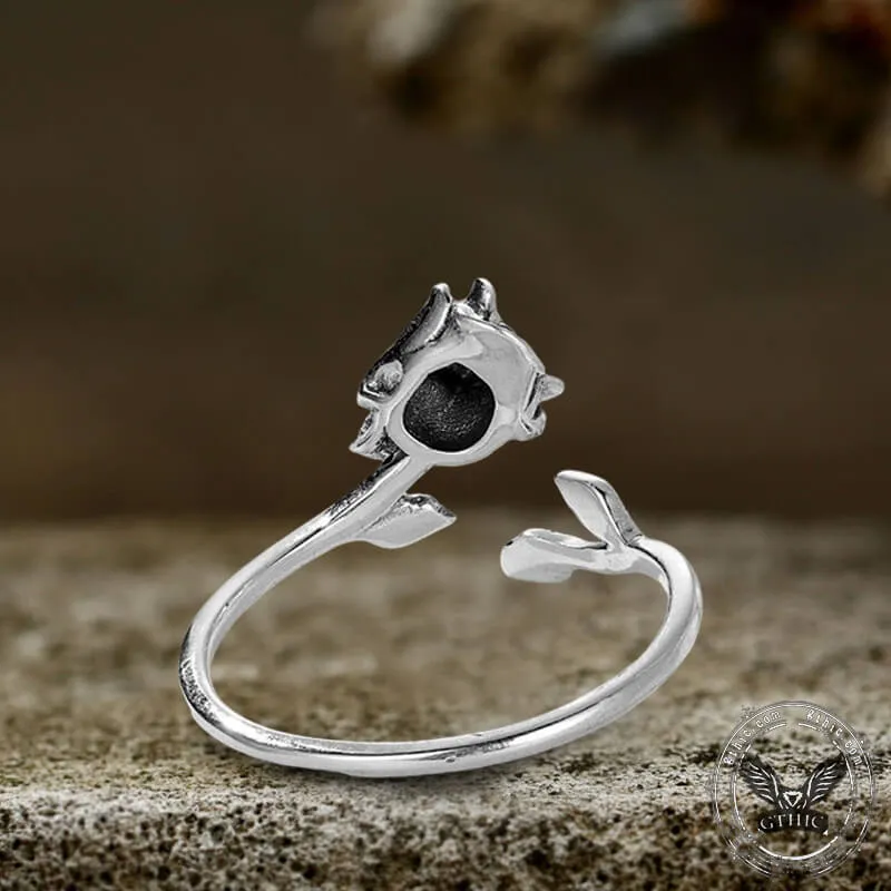 Skull Rose Sterling Silver Open Ring sold by GTHIC product image thumbnail 4