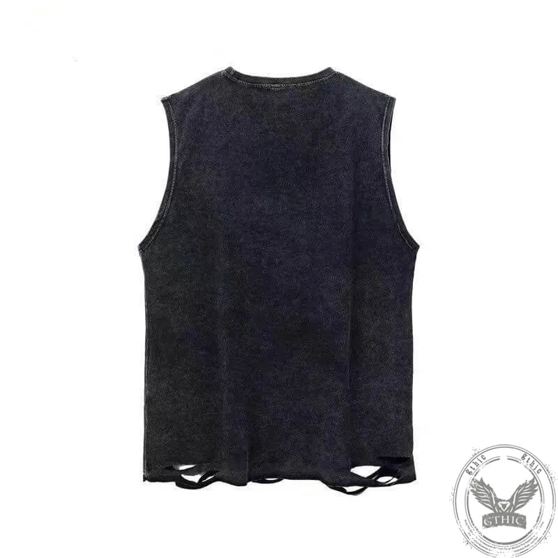 Vintage Washed Tattoos Are Stupid Vest Top sold by GTHIC product image thumbnail 2