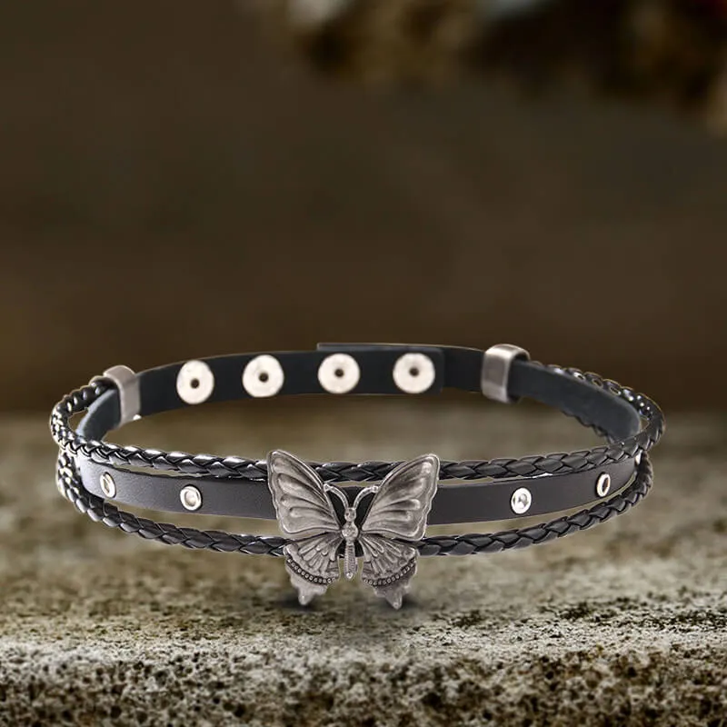 Black Butterfly Design Alloy Leather Choker Necklace sold by GTHIC product image thumbnail 3