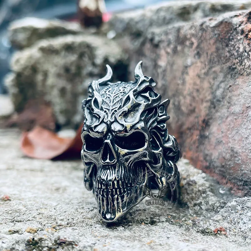 Dragon Horned Samurai Stainless Steel Skull Ring sold by GTHIC product image thumbnail 3