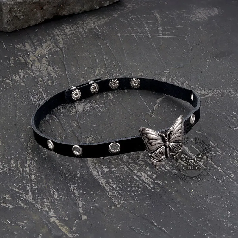 Black Butterfly Design Alloy Leather Choker Necklace sold by GTHIC product image thumbnail 5