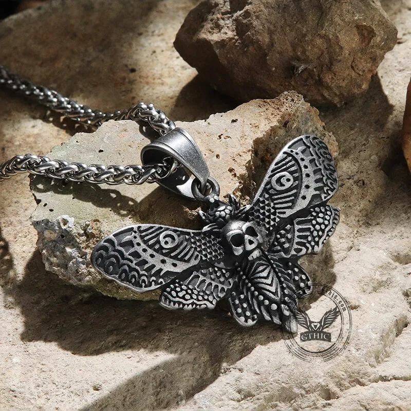 Death's-head Hawkmoth Stainless Steel Skull Pendant sold by GTHIC product image thumbnail 5