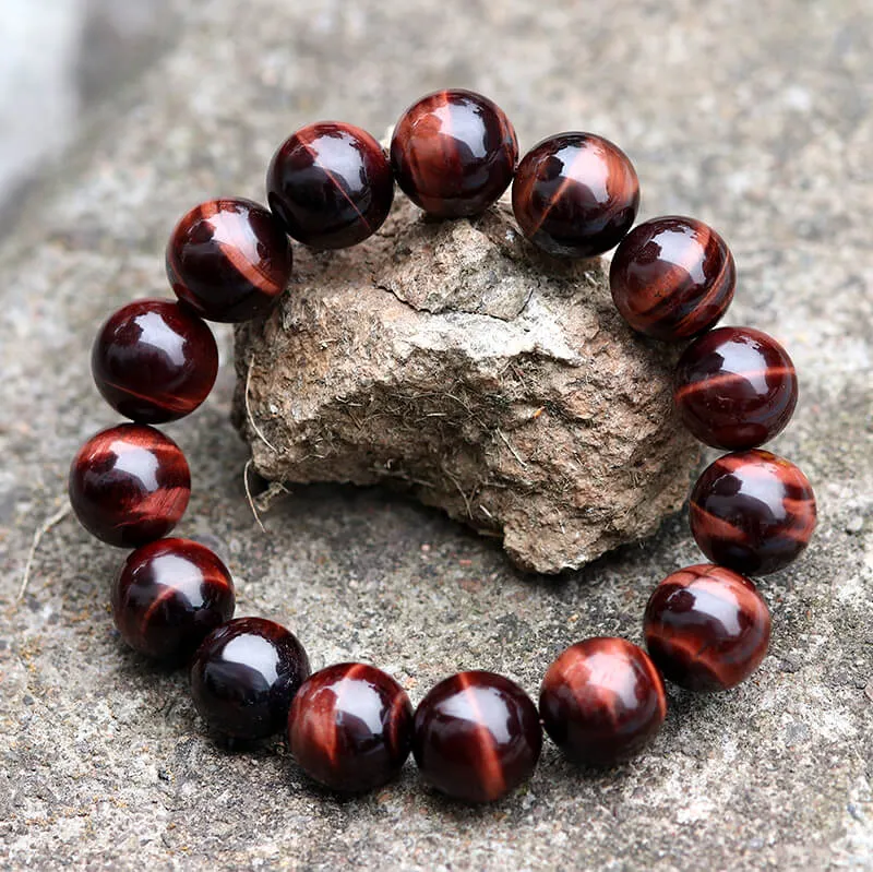 Vintage Red Tiger Eye Gemstone Bead Bracelet sold by GTHIC